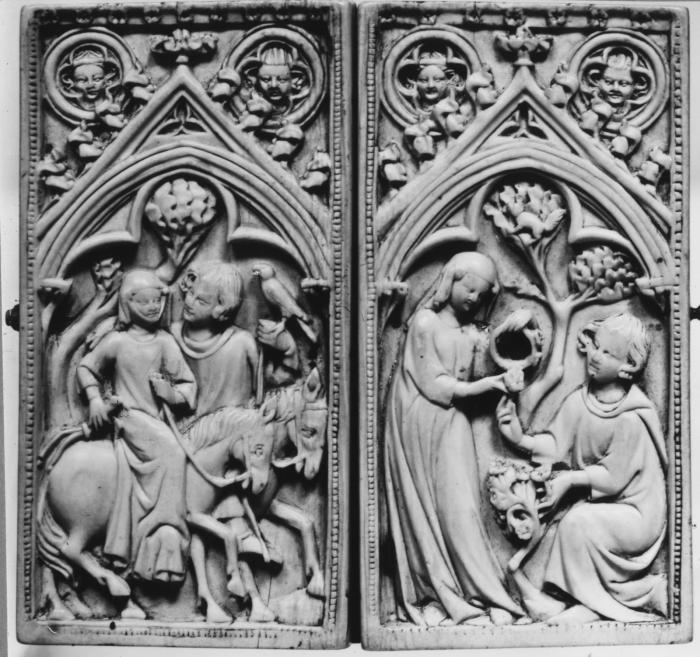 Writing tablets or box, 1 register, 1 arch across, bands of rosettes (plaquettes; tablettes à écrire; boite; décor de roses) (Front)