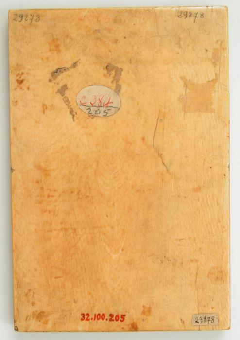 Wing, left (fragment of a diptych), 1 register, 3 arches across (frise d'arcatures; plaquette) (Back)