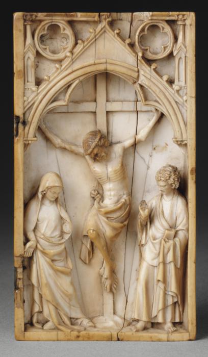Wing, right (fragment of a diptych), 1 register, 1 arch across (plaquette) (Front)