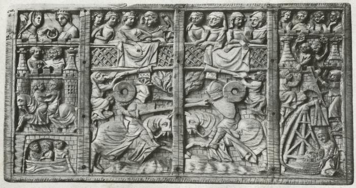 Lid (fragment of a casket), 1 register (coffret) (Front)