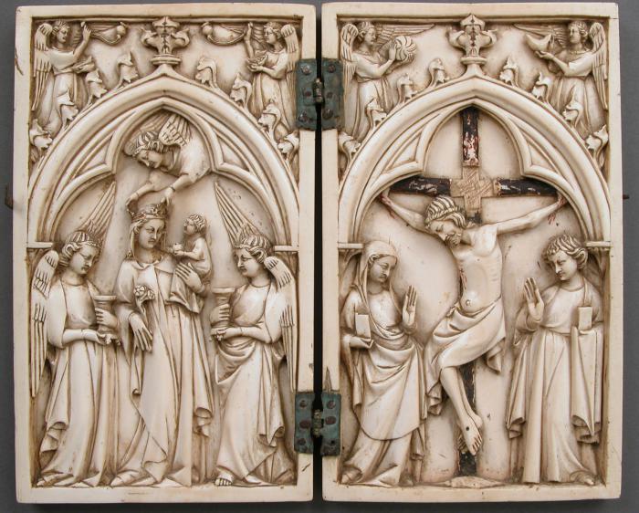 Diptych, 1 register, 1 arch across (plaquettes) (Front)