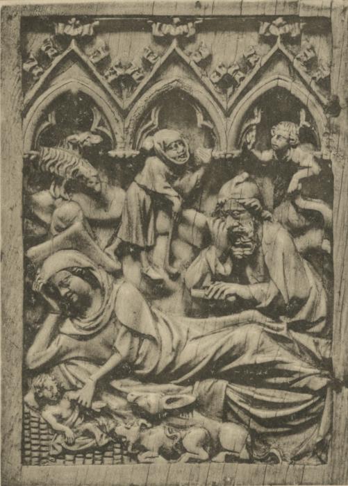Wing, left (fragment of a diptych), 1 register, 3 arches across (plaquette; frise d'arcatures) (Front)