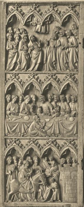 Diptych, 3 registers, 4 arches across (frise d'arcatures) (Wing, left)