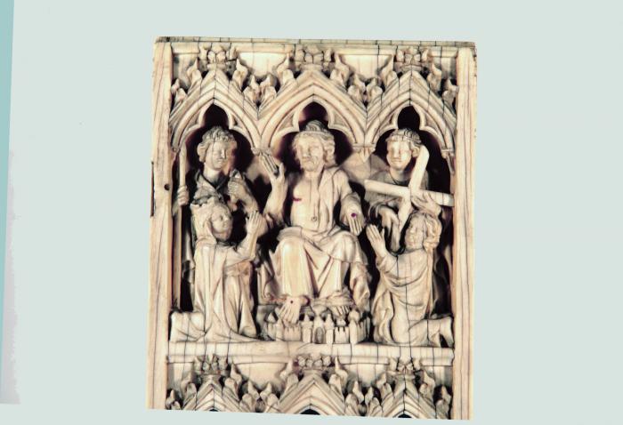 Wing, right (fragment of a diptych), 2 registers, 3 arches across (frise d'arcatures) (Front)