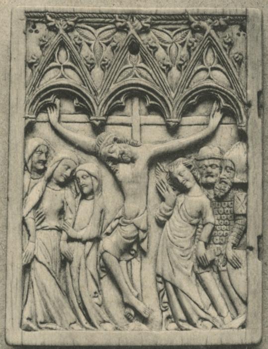 Wing, left (fragment of a diptych), 1 register, 3 arches across (plaquette; frise d'arcatures) (Front)
