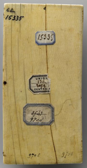 Wing, left (fragment of a diptych), 1 register, 1 arch across (plaquette) (Back)