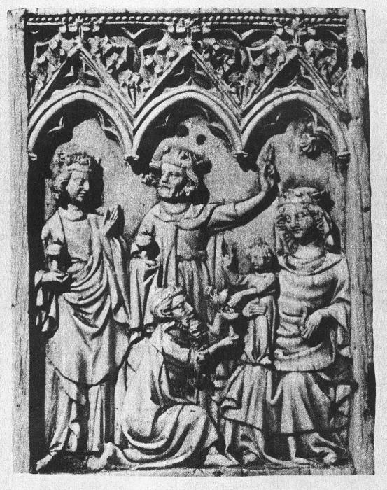 Wing, left (fragment of a diptych), 1 register, 3 arches across (plaquette; frise d'arcatures) (Front)