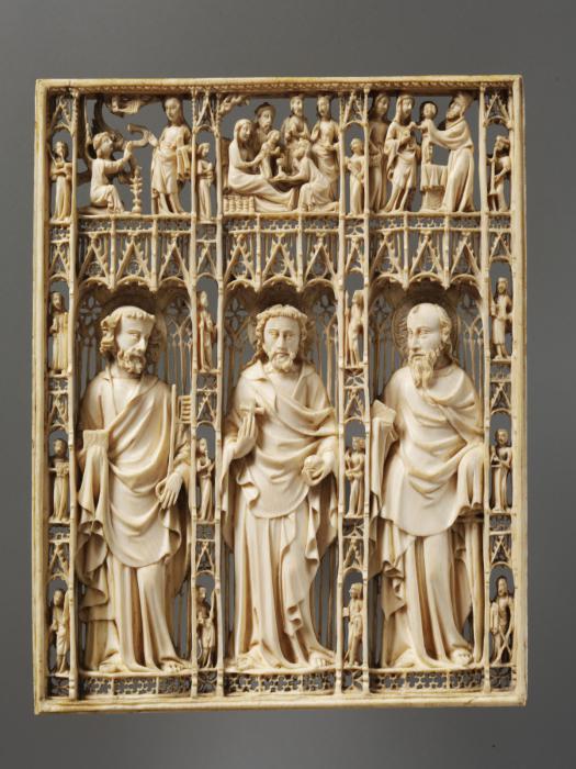 Openwork panel (possibly fragment of the binding of a book or fragment of a diptych), 2 registers (plaque ajourée) (Front)