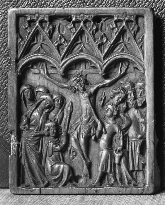Wing, right (fragment of a diptych), 1 register, 3 arches across (frise d'arcatures, plaquette) (Front)