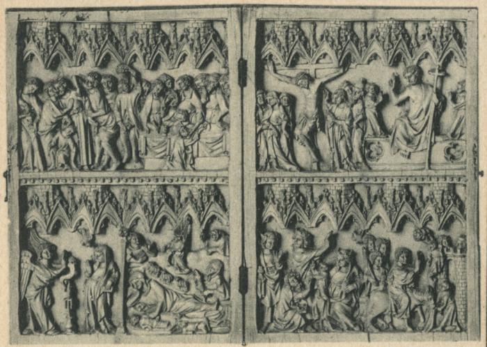 Diptych, 2 registers, 4 paired arches across (frise d'arcatures) (Front)
