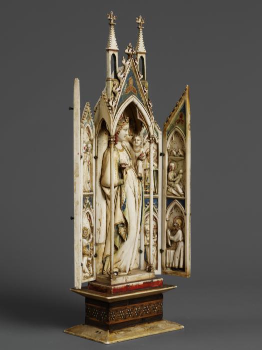 Gabled polyptych (tabernacle; frise d'arcatures; colonnettes) (Front (open))