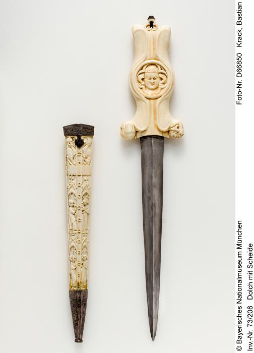 Dagger handle and sheath, with arches and bands of rosettes (manche et fourreau de poignard; décor de roses) (Side 1)