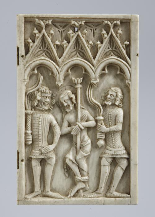 Wing, right (fragment of a diptych), 1 register, 3 arches across (plaquette; frise d'arcatures) (Front)
