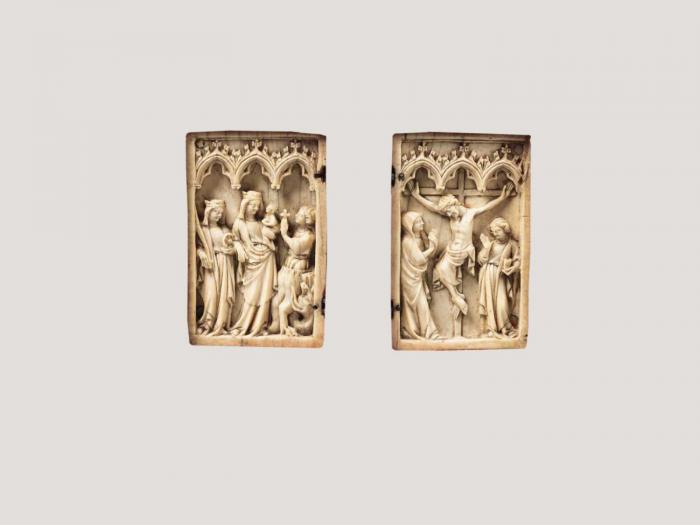 Diptych, 1 register, 3 arches across (plaquettes; frise d'arcatures) (Front)