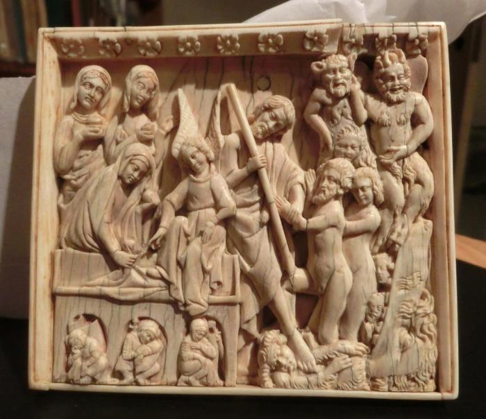 Panel (probably fragment of a diptych), 1 register, bands of rosettes (décor de roses) (Front)