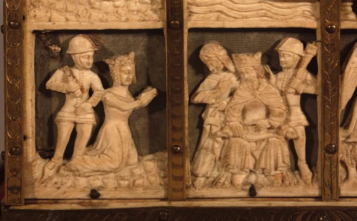 Casket with openwork panels (plaques ajourées; coffret); known as the ‘Flaxley Casket’ (Detail, front)