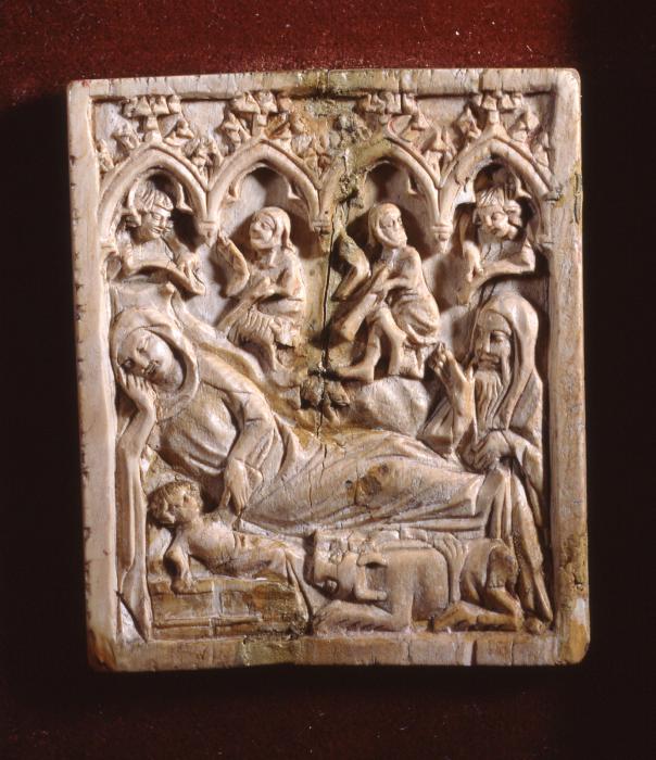 Wing, left (fragment of a diptych), 1 register, 3 arches across (plaquette; frise d'arcatures) (Front)