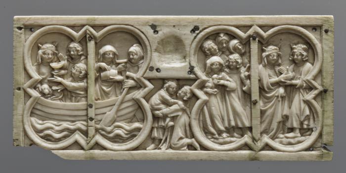 Panels (fragments of a casket) with quatrefoils (coffret; quatre-feuilles) (Front panel)