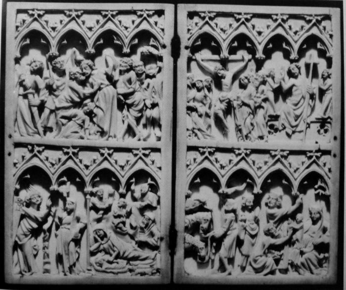 Diptych, 2 registers, 4 arches across (plaquette; frise d'arcatures) (Front)
