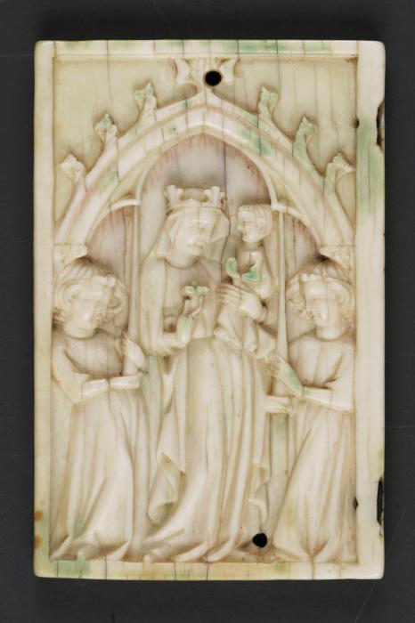 Wing, left (fragment of a diptych), 1 register, 1 arch across (plaquette) (Front)