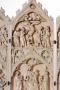 Gabled triptych, 2 registers, 1 arch across, bands of rosettes (colonnettes; décor de roses) (Front, detail)