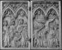 Diptych, 1 register, 2 arches across, bands of rosettes (frise d'arcatures; plaquette; décor de roses) (Front (open))