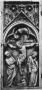 Panel (fragment of a polyptych), 1 register, 1 arch across, bands of rosettes (plaquette; décor de roses) (Front)