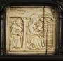 40 panels, 1 register, 1 ogee arch across; inserted in a wooden cabinet (Row 4, panel 1)