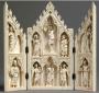 Gabled triptych, 2 registers (colonnettes; frise d'arcatures) (Front, open)