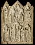 Gabled centre panel (fragment of a triptych), 2 registers, 3 arches across (frise d'arcatures; colonnettes) (Front)