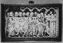 Panel (lower register, fragment of the right wing of a diptych), 1 register, 6 arches across, bands of rosettes (frise d'arcatures; décor de roses) (Front)