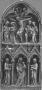 Rounded-top centre panel (fragment of a triptych), 2 registers, band of rosettes (colonnettes; décor de roses) (Front)