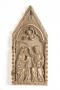 Gabled panel (fragment of a diptych; wing, right), 1 register, 1 arch across (baiser de paix) (Front)
