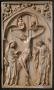 Wing, right (fragment of a diptych), 1 register, 1 arch across (plaquette), reused as part of the binding of a book (Front)