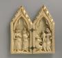 Gabled diptych, 1 register, 1 arch across (Front)