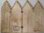 Gabled polyptych, 2 registers, 1 arch across (frise d'arcatures; colonnettes) (Back)