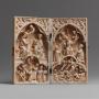 Diptych, 2 registers, 1 arch across, bands of rosettes (plaquettes; décor de roses) (Front)