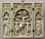Triptych, 1 register, 1 arch across, with rosettes (colonnettes) (Front)