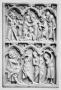 Writing tablet or lid of weights and scale box, 2 registers, 3 arches across (frise d'arcatures; tablette à écrire; boîte à poids et à balance) (Front)