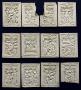 12 panels (fragments of a box), 1 register, 1 ogee arch across (plaquettes) (Group, front)