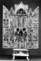 Gabled polyptych, 2 registers, with arches (tabernacle; colonnettes; frise d'arcatures) (Front, open)