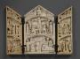 Centre panel (part of a gabled triptych), 3 registers, 1 arch across (plaquette) (Front, open)