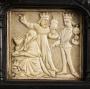 40 panels, 1 register, 1 ogee arch across; inserted in a wooden cabinet (Row 4, panel 5)